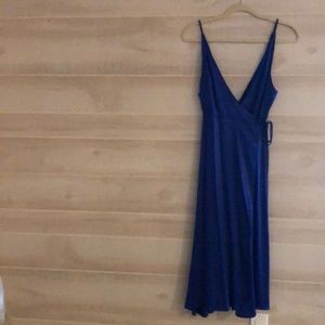 Silk v neck cobalt blue wrap dress